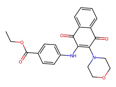 Ethyl 4-((3-morpholino-1,4-dioxo-1,4-dihydronaphthalen-2-yl)amino)benzoate structure