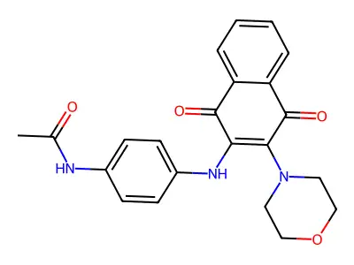 N-[4-[(3-morpholin-4-yl-1,4-dioxonaphthalen-2-yl)amino]phenyl]acetamide structure