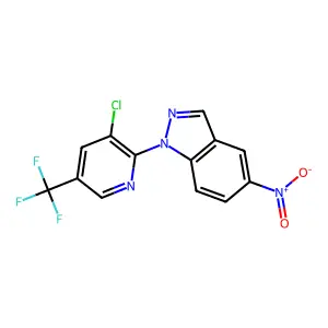 1-[3-chloro-5-(trifluoromethyl)-2-pyridinyl]-5-nitro-1H-indazole structure