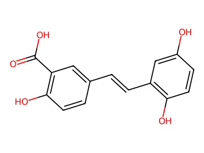 5-[2-(2,5-dihydroxyphenyl)ethenyl]-2-hydroxybenzoic acid structure