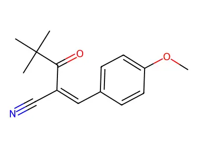 (2E)-2-(2,2-dimethylpropanoyl)-3-(4-methoxyphenyl)prop-2-enenitrile structure
