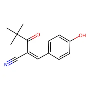 (2E)-2-[(4-hydroxyphenyl)methylidene]-4,4-dimethyl-3-oxopentanenitrile structure