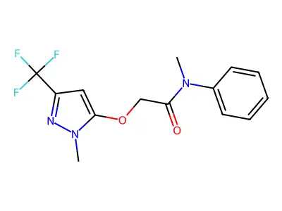N-methyl-2-{[1-methyl-3-(trifluoromethyl)-1H-pyrazol-5-yl]oxy}-N-phenylacetamide structure