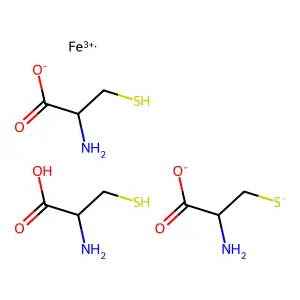 Tris(2-amino-3-sulfanylpropanoate);iron(3+) structure