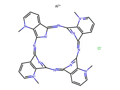 Chloroaluminum-1,8,15,22-tetramethyl-tetrapyrido-porphyrazine structure