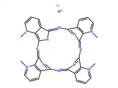 Chloroaluminum-1,11,15,25-tetramethyl-tetrapyrido-porphyrazine structure