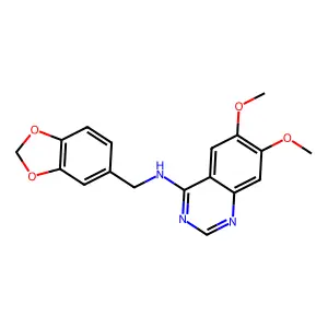 N-(1,3-benzodioxol-5-ylmethyl)-6,7-dimethoxy-4-quinazolinamine structure
