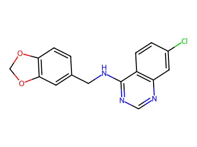 N-(1,3-benzodioxol-5-ylmethyl)-7-chloro-4-quinazolinamine structure