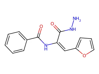 N-[(E)-1-(furan-2-yl)-3-hydrazinyl-3-oxoprop-1-en-2-yl]benzamide structure