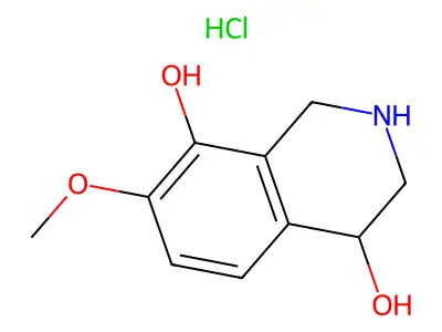 7-Methoxy-1,2,3,4-tetrahydroisoquinoline-4,8-diol;hydrochloride structure
