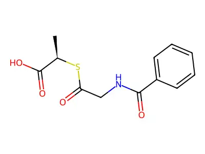 (2R)-2-(2-benzamidoacetyl)sulfanylpropanoic Acid structure