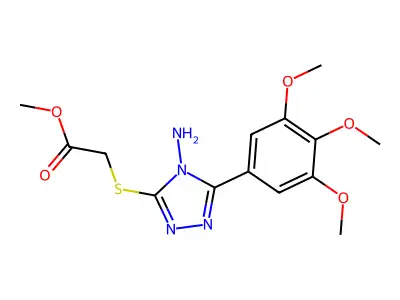 Methyl 2-[4-amino-5-(3,4,5-trimethoxyphenyl)-1,2,4-triazol-3-ylthio]acetate structure