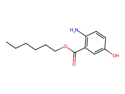 Hexyl 2-amino-5-hydroxybenzoate structure