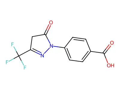 4-(5-oxo-3-(trifluoromethyl)-4,5-dihydro-1H-pyrazol-1-yl)benzoic acid structure