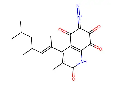 6-diazo-4-(4,6-dimethylhept-2-en-2-yl)-3-methyl-1H-quinoline-2,5,7,8-tetrone structure