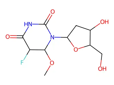 5-fluoro-1-[4-hydroxy-5-(hydroxymethyl)oxolan-2-yl]-6-methoxy-1,3-diazinane-2,4-dione structure