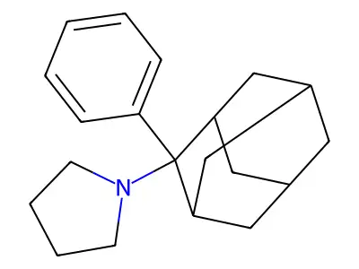 Pyrrolidine, 1-(2-phenyltricyclo(3.3.1.1(sup 3,7))dec-2-yl)- structure
