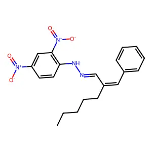 N-(2-benzylideneheptylideneamino)-2,4-dinitroaniline structure