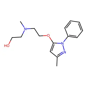 Ethanol, 2-(methyl(2-(3-methyl-1-phenyl-5-pyrazolyloxy)ethyl)amino)- structure