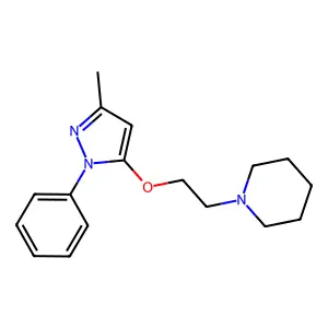 Pyrazole, 3-methyl-1-phenyl-5-(2-piperidinoethoxy)- structure
