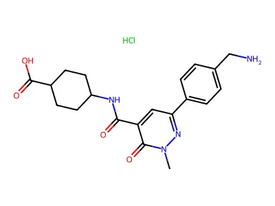 Cyclohexanecarboxylic acid, 4-(((6-(4-(aminomethyl)phenyl)-2,3-dihydro-2-methyl-3-oxo-4-pyridazinyl)carbonyl)amino)-, monohydrochloride, trans- structure