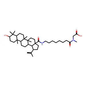 N'-(N-(3beta-Hydroxylup-20(29)-en-28-oyl)-8-aminooctanoyl)sarcosine structure