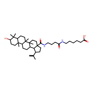 N'-(N-(3beta-Hydroxylup-20(29)-en-28-oyl)-4-aminobutanoyl)-6-aminohexanoic acid structure