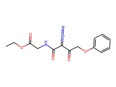 (2Z)-3-Diazonio-4-[(2-ethoxy-2-oxoethyl)amino]-4-oxo-1-phenoxybut-2-en-2-olate structure