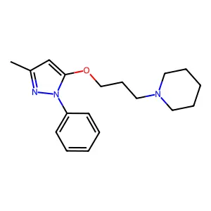Pyrazole, 3-methyl-1-phenyl-5-(3-piperidinopropoxy)- structure