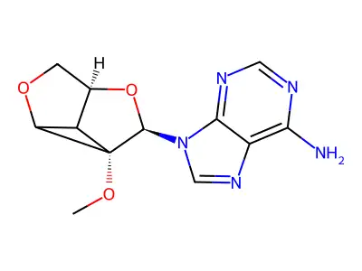 6-Amino-9-(1-methoxy-2,7-dioxatricyclo(3.3.0(4,6))octan-8-yl)purine structure