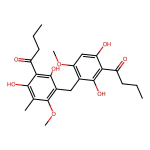 Butyrophenone, 5'-methyl-3',3'''-methylenebis(2',6'-dihydroxy-4'-methoxy- structure