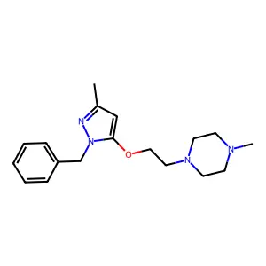 Pyrazole, 1-benzyl-3-methyl-5-(2-(4-methyl-1-piperazinyl)ethoxy)- structure
