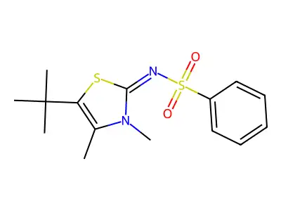 N-[5-(1,1-dimethylethyl)-3,4-dimethyl-2(3h)-thiazolylidene]benzenesulfonamide structure