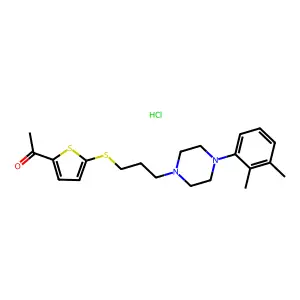 Ethanone, 1-(5-((3-(4-(2,3-dimethylphenyl)-1-piperazinyl)propyl)thio)-2-thienyl)-, monohydrochloride structure