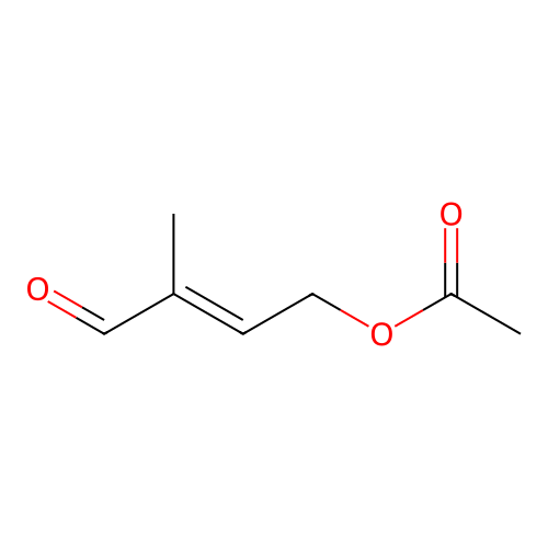 (E)-3-formylbut-2-enyl acetate structure