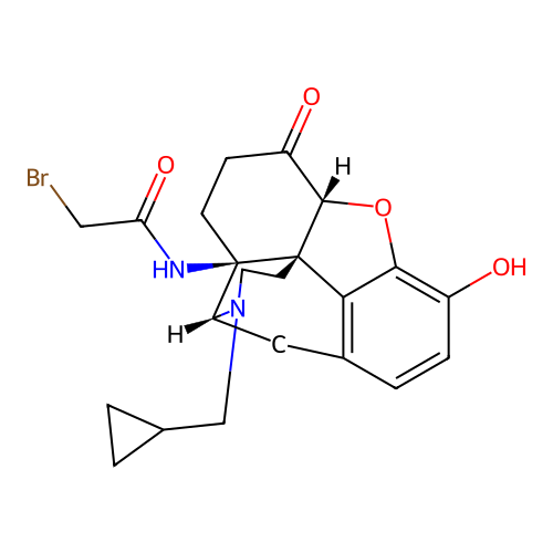 14-(bromoacetamido)-7,8-dihydro-N-(cyclopropylmethy)normorphinone structure