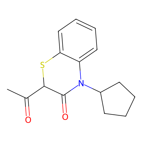 2-Acetyl-4-cyclopentyl-1,4-benzothiazin-3-one structure