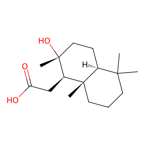 8alpha-Hydroxy-13,14,15,16-tetranorlabdan-12-oic acid structure