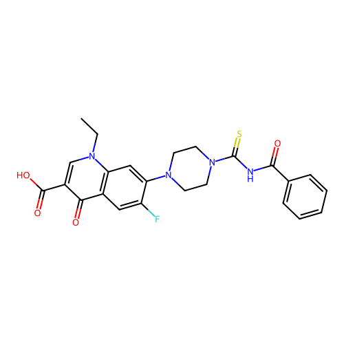 7-[4-(benzoylcarbamothioyl)piperazin-1-yl]-1-ethyl-6-fluoro-4-oxoquinoline-3-carboxylic acid structure