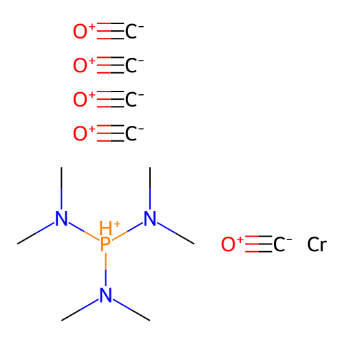 Chromium, pentacarbonyl(hexamethylphosphorous triamide)- structure