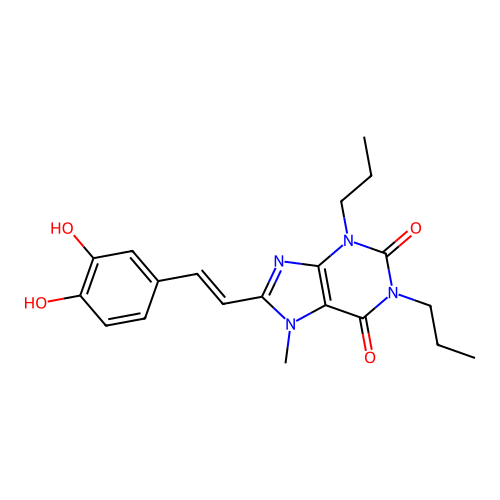 8-[2-(3,4-Dihydroxyphenyl)ethenyl]-7-methyl-1,3-dipropylpurine-2,6-dione structure