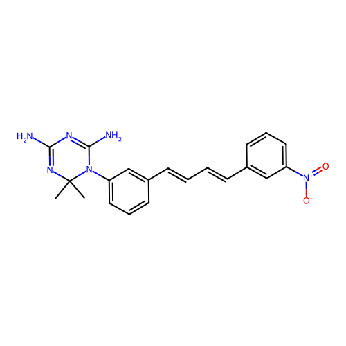 1,3,5-Triazine-2,4-diamine, 1,6-dihydro-6,6-dimethyl-1-(3-(4-(3-nitrophenyl)-1,3-butadienyl)phenyl)- structure