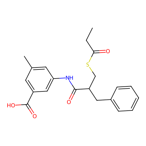 Benzoic acid, 3-methyl-5-((1-oxo-2-(((1-oxopropyl)thio)methyl)-3-phenylpropyl)amino)- structure