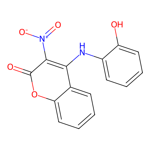 4-((2-hydroxyphenyl)amino)-3-nitro-2H-chromen-2-one structure