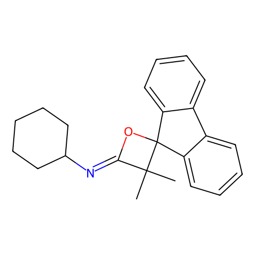 Spiro[fluorene-9,2'-oxetan]-4'-imine, N-cyclohexyl-3',3'-dimethyl- structure