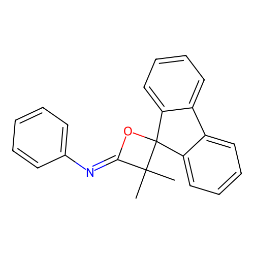 Spiro[fluorene-9,2'-oxetan]-4'-imine, 3',3'-dimethyl-N-phenyl- structure
