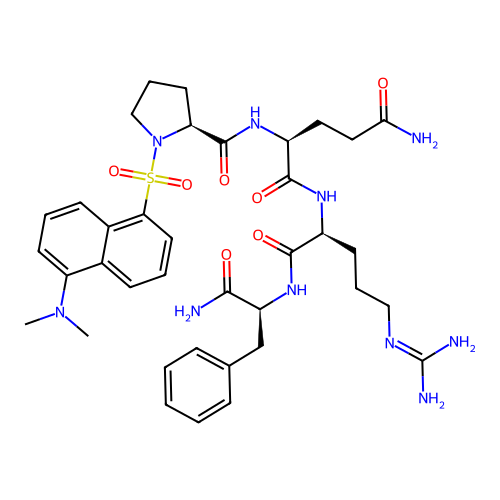 Dansyl-prolyl-glutaminyl-arginyl-phenylalaninamide structure