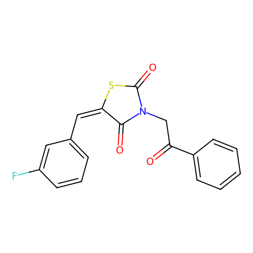 2,4-Thiazolidinedione, 5-((3-fluorophenyl)methylene)-3-(2-oxo-2-phenylethyl)- structure