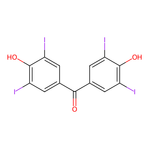 Bis-(4-hydroxy-3,5-diiodophenyl)-methanone structure