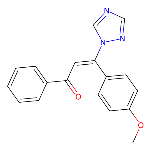 (2E)-3-(4-methoxyphenyl)-1-phenyl-3-(1H-1,2,4-triazol-1-yl)prop-2-en-1-one structure